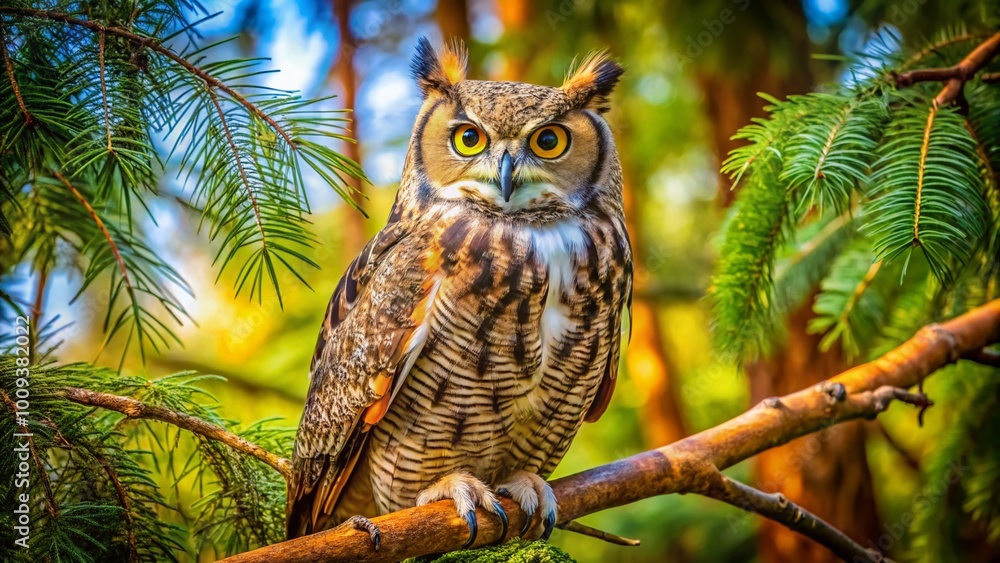 Majestic Owl Perched on Tree Branch in Natural Habitat Capturing the Essence of Wildlife Beauty Majestic Owl Perched on Tree Branch in Natural Habitat Capturing the Essence of Wildlife Beauty