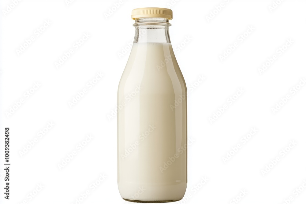 A single serving of milk on a clean and simple white surface A single serving of milk on a clean and simple white surface
