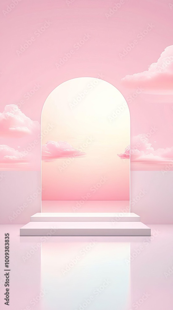 Soft Gradient Geometric Shapes Floating in a Serene Minimalist Environment Soft Gradient Geometric Shapes Floating in a Serene Minimalist Environment