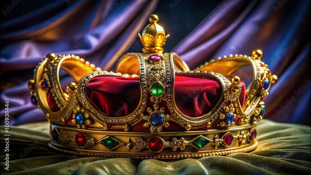 Majestic Royal Crown and Elegant Robe of a Queen Symbolizing Power, Grace, and Authority in Monarchy Majestic Royal Crown and Elegant Robe of a Queen Symbolizing Power, Grace, and Authority in Monarchy