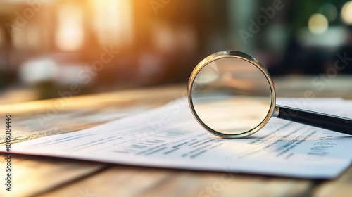 Wallpaper Mural Analyzing Data Documents with Magnifying Glass Torontodigital.ca