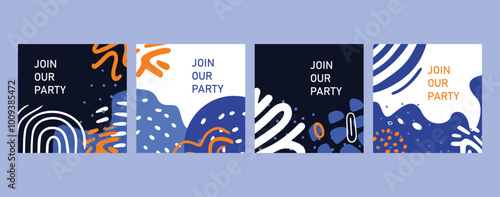 Obraz na płótnie
A set of abstract creative artistic templates featuring bold colors, modern shapes, and clean layouts, ideal for universal cover designs in annual reports, brochures, flyers, presentations. w salonie