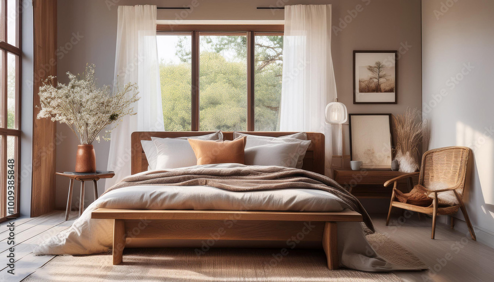 Interior of stylish room with big bed and mirror,3D rendering of an elegant bedroom,Modern Luxury Bedroom Interior of stylish room with big bed and mirror,3D rendering of an elegant bedroom,Modern Luxury Bedroom