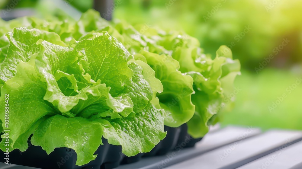 Hydroponic lettuce growing in vertical racks inside a modern greenhouse, sustainable farming Hydroponic lettuce growing in vertical racks inside a modern greenhouse, sustainable farming