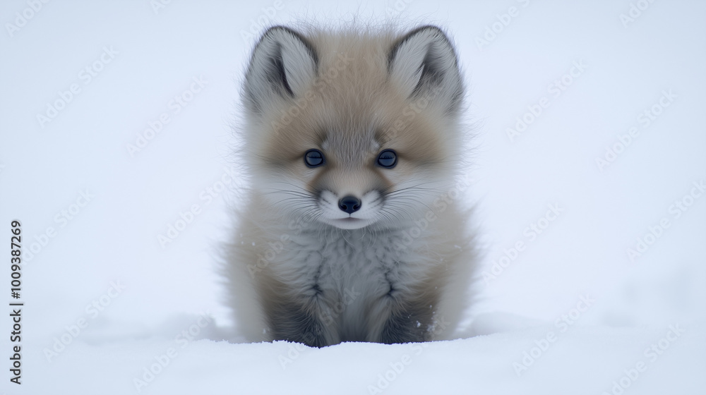 Obraz premium little white fox in the snow