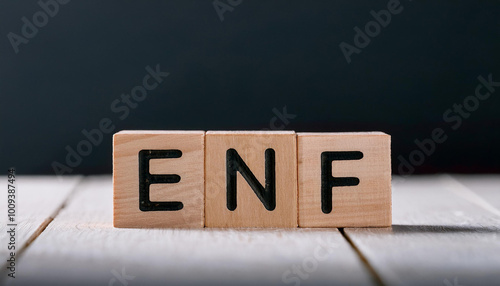 Wooden cubes with abbreviation ENF. European Nutrition Foundation. Emergency Notification Facility photo