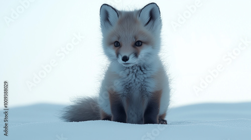 little white fox in the snow