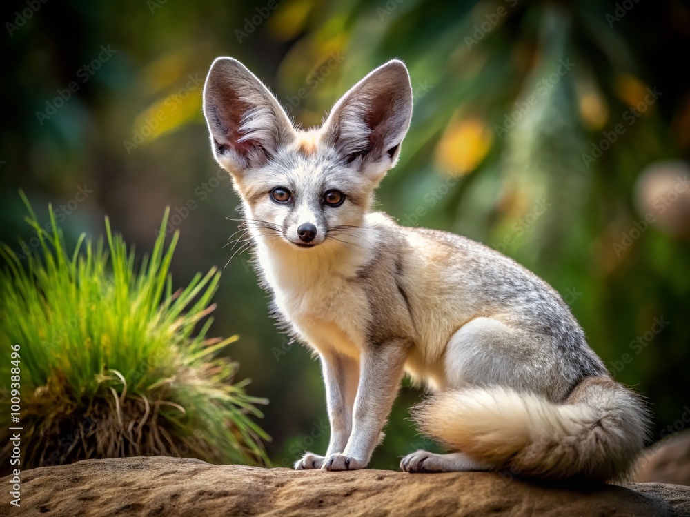Majestic White Bat-Eared Fox in Natural Habitat Showcasing Unique Features and Graceful Stance Majestic White Bat-Eared Fox in Natural Habitat Showcasing Unique Features and Graceful Stance