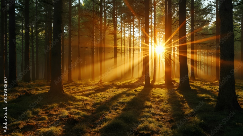 Obraz premium sunrise in the forest