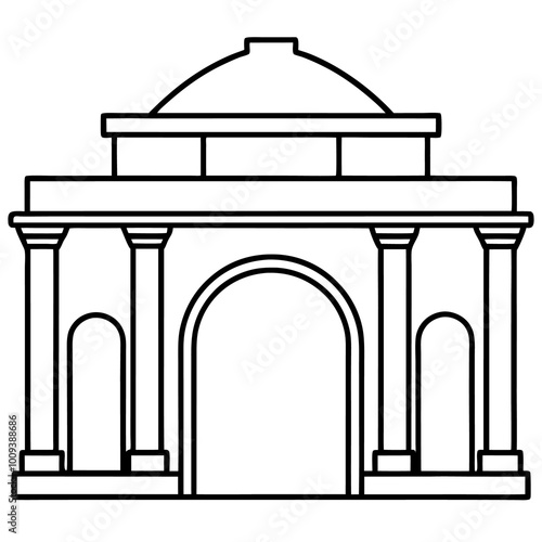 arch outline coloring book page line art drawing