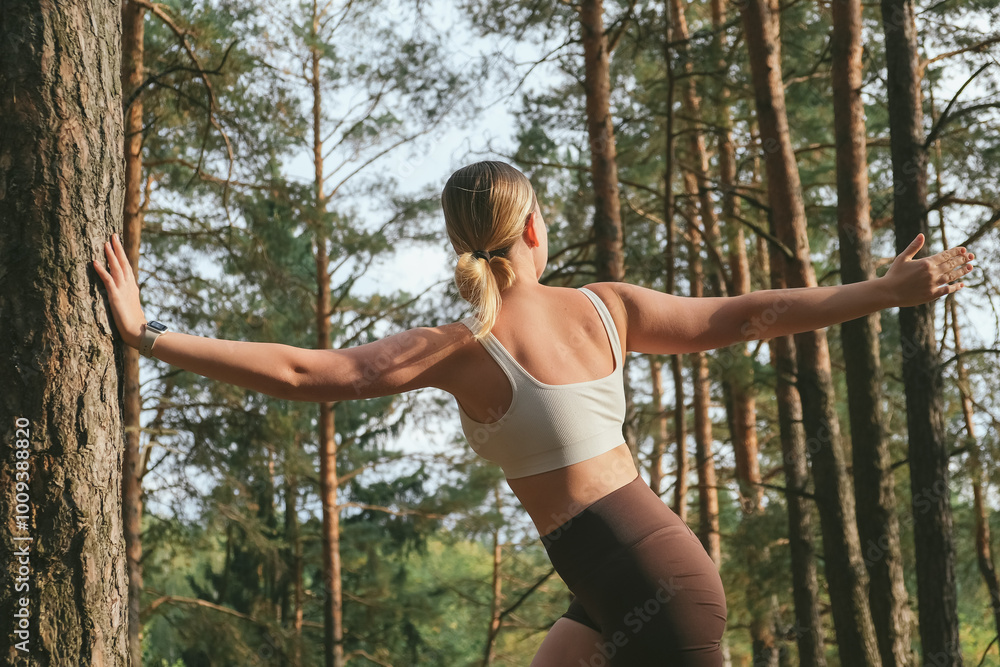 Workout. Fitness, outdoor workout in nature. Fitness, motivation for working the gym, health improvement. Woman doing sports outdoors,wellness, Health, nature, fitness, eco-fitness. mental health. Workout. Fitness, outdoor workout in nature. Fitness, motivation for working the gym, health improvement. Woman doing sports outdoors,wellness, Health, nature, fitness, eco-fitness. mental health.