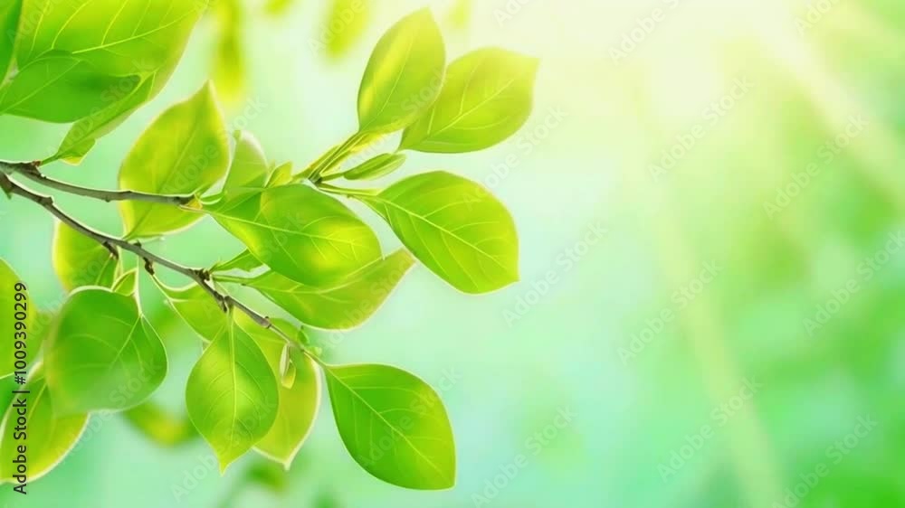 A bright green background flowering bushes and leafy shrubs edges, warm sunlight. Gentle movement of leaves flowers adds a dynamic, peaceful effect, 4k High-Quality Background Animation Video A bright green background flowering bushes and leafy shrubs edges, warm sunlight. Gentle movement of leaves flowers adds a dynamic, peaceful effect, 4k High-Quality Background Animation Video
