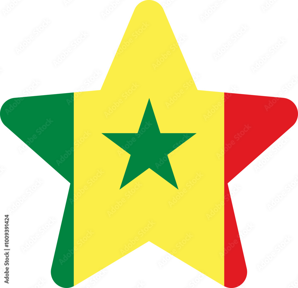 Senegal Flag In Star Shape Senegal Flag In Star Shape