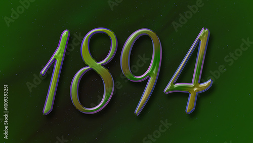 3D green with blue border design of number 1894 on green background.