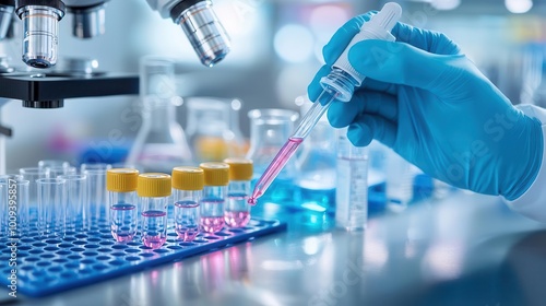 A close-up of a lab technician's hand preparing a prostate tissue sample for analysis, Prostate cancer lab work, Scientific research process