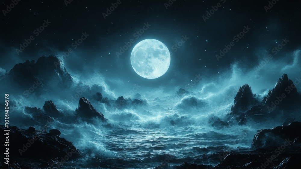 Fototapeta premium Mystical Moonlit Seascape