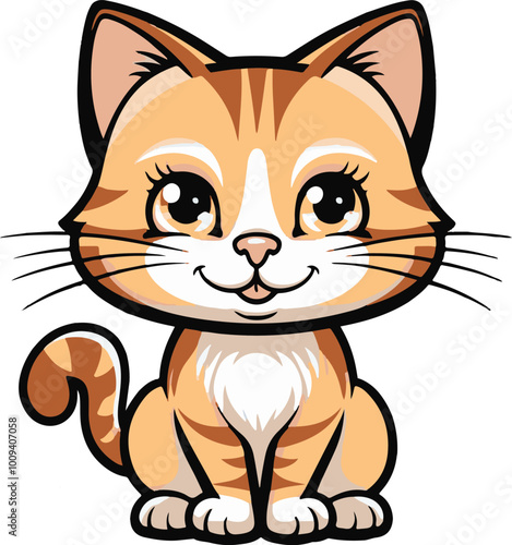 An illustration of a cartoon cute cat a unique vector .