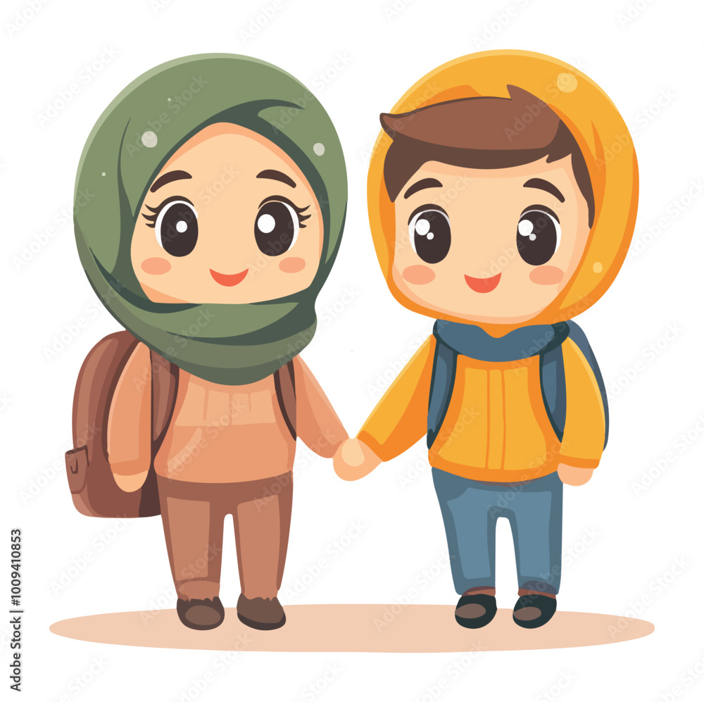 Cute Muslim child Flat illustration Cute Muslim child Flat illustration