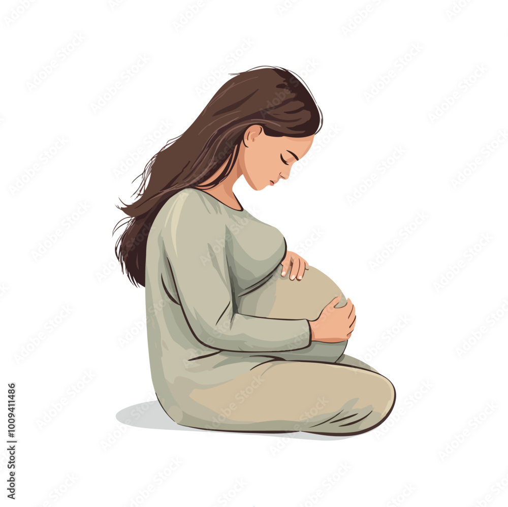 PPregnant woman flat style illustration white background isolated pastel colors postcard motherrint PPregnant woman flat style illustration white background isolated pastel colors postcard motherrint