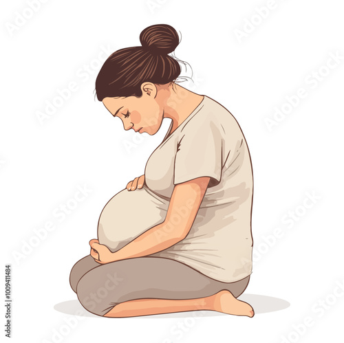 PPregnant woman flat style illustration white background isolated pastel colors postcard motherrint