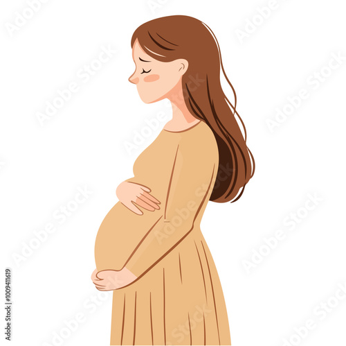 PPregnant woman flat style illustration white background isolated pastel colors postcard motherrint