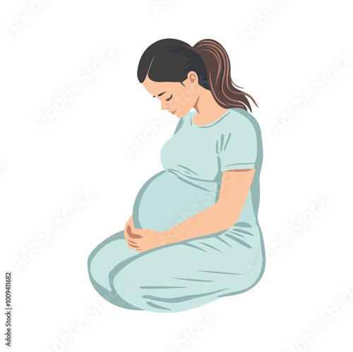 PPregnant woman flat style illustration white background isolated pastel colors postcard motherrint