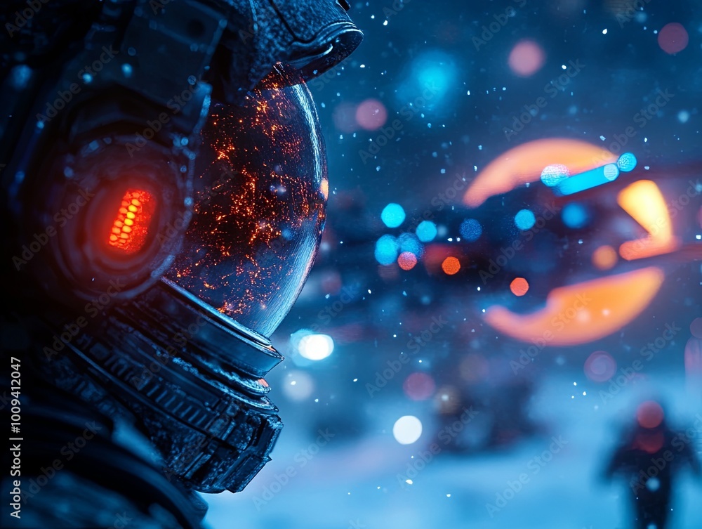 Futuristic Space Station Orbiting a Distant Planet Futuristic Space Station Orbiting a Distant Planet