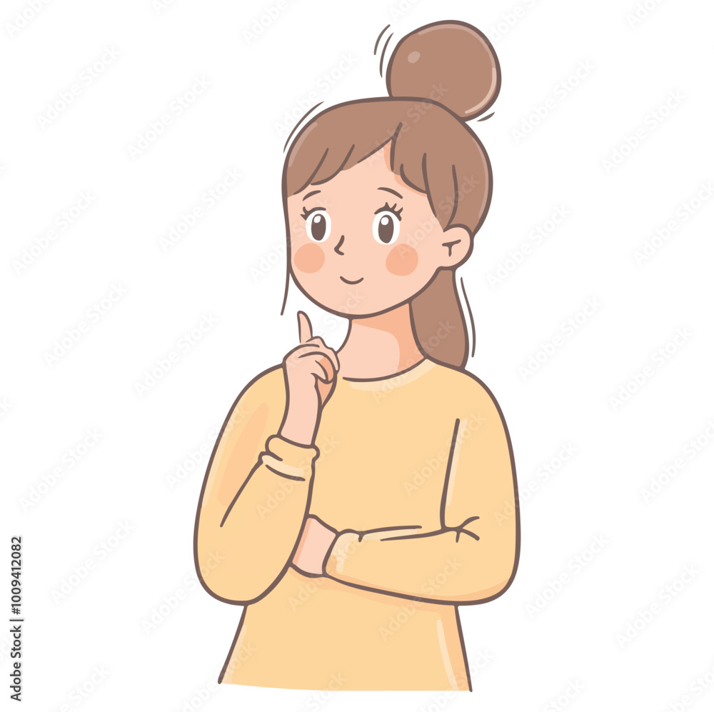 Happy young woman smiling flat illustration Happy young woman smiling flat illustration