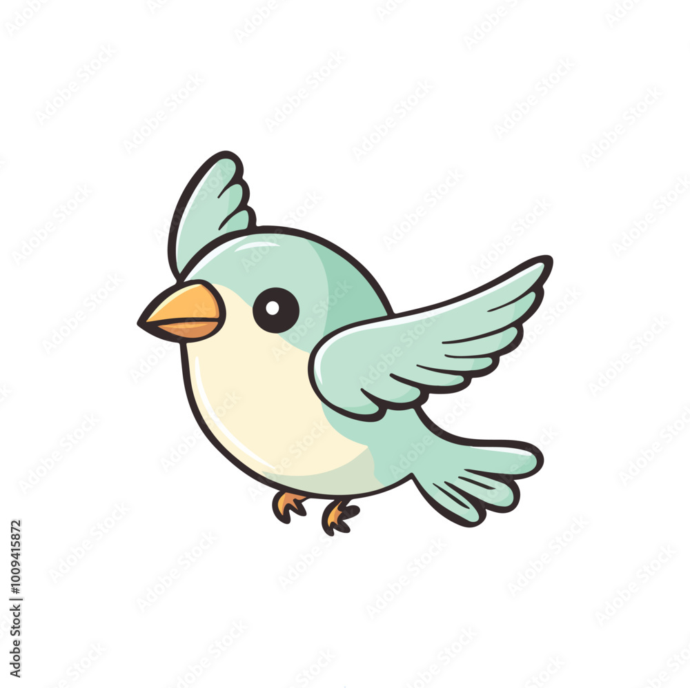 cute beautiful bird flying flat illustration