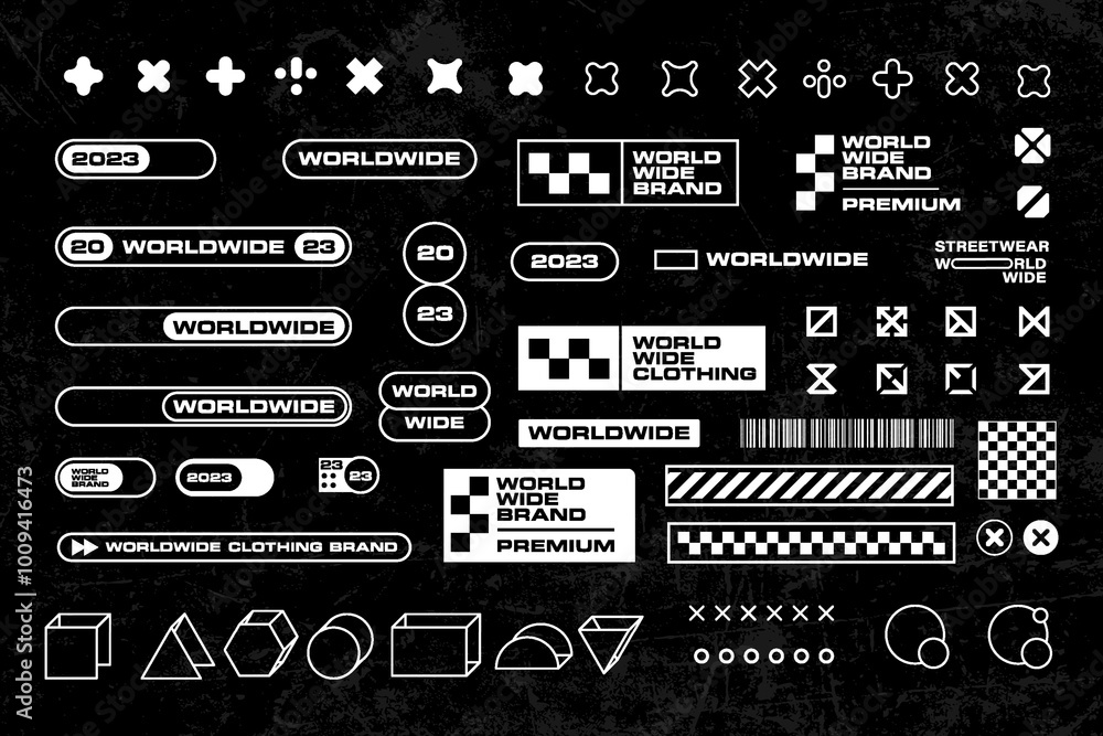 Fototapeta premium Futuristic streetwear element technology graphic vector design template