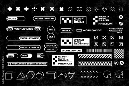 Futuristic streetwear element technology graphic vector design template