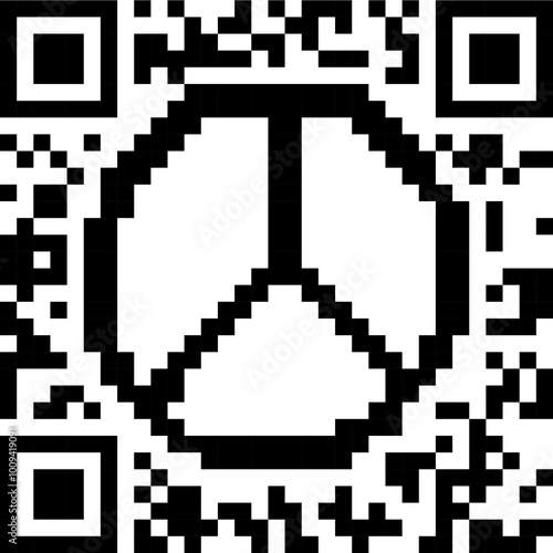 QR code area with peace symbol