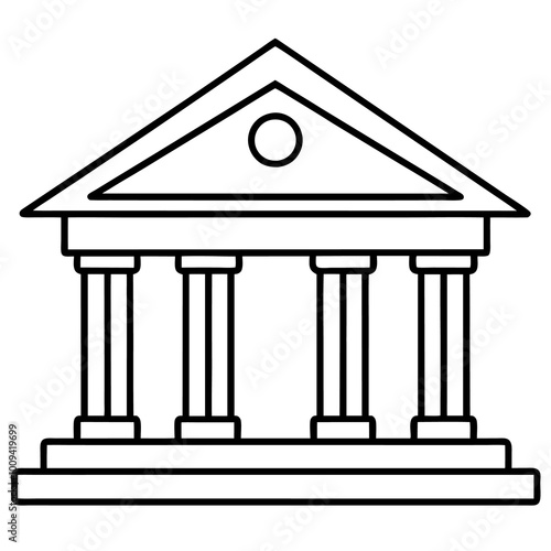 bank building outline coloring book page line art drawing