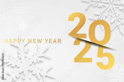 Happy new year - best wishes 2025 with colorful truncated number. Perfect vector for poster, banner, greeting and new year 2025 celebration.