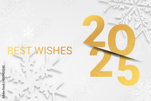 Happy new year - best wishes 2025 with colorful truncated number. Perfect vector for poster, banner, greeting and new year 2025 celebration.