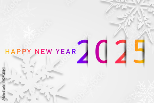 Happy new year - best wishes 2025 with colorful truncated number. Perfect vector for poster, banner, greeting and new year 2025 celebration.
