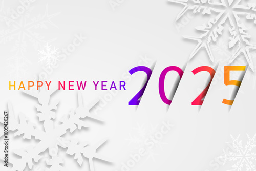 Happy new year - best wishes 2025 with colorful truncated number. Perfect vector for poster, banner, greeting and new year 2025 celebration.