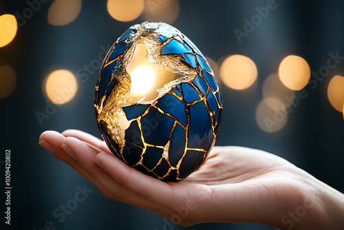 A person holding a broken object in their hand, gazing at it with acceptance and understanding, embodying stoicismâ€™s teaching to remain unmoved by lifeâ€™s losses