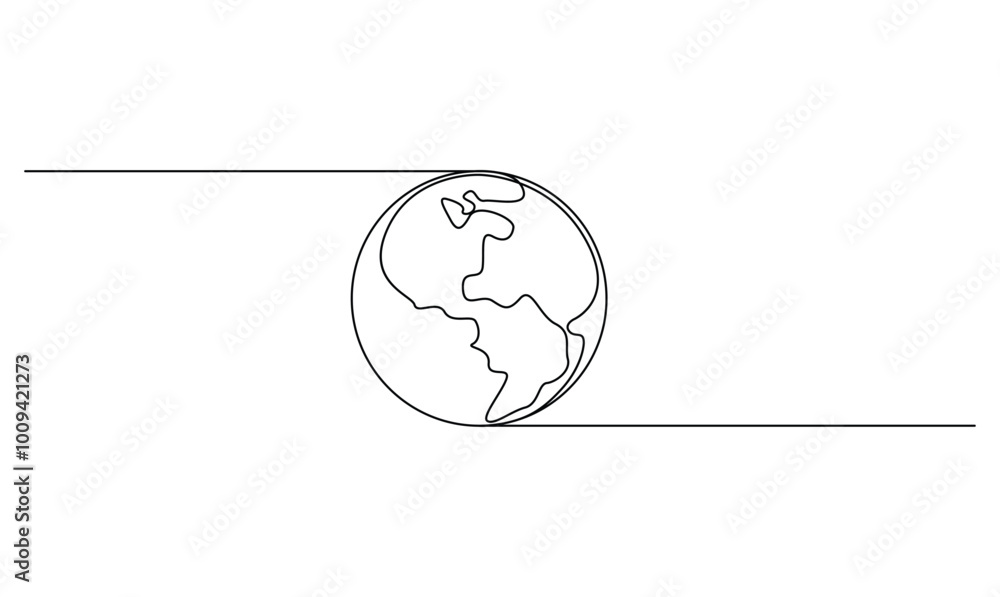 Vector continuous one simple single abstract line drawing of world map isolated on a white background Vector continuous one simple single abstract line drawing of world map isolated on a white background