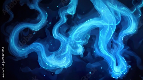 Abstract Blue Smoke: A Whimsical Digital Art