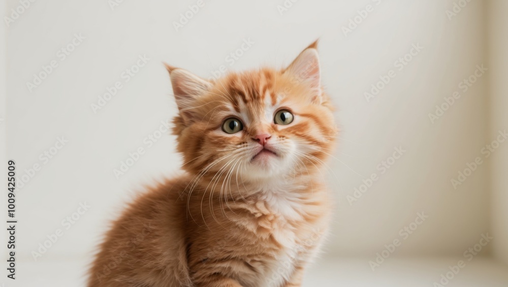 Adorable Ginger Kitten Looking Up with Curiosity. Adorable Ginger Kitten Looking Up with Curiosity.