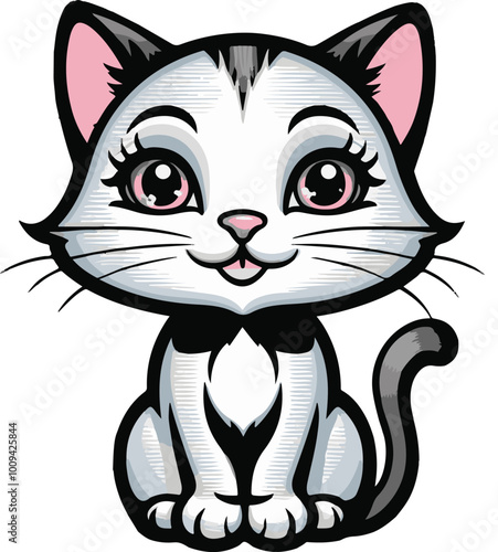 An illustration of a cartoon cute cat a unique vector .