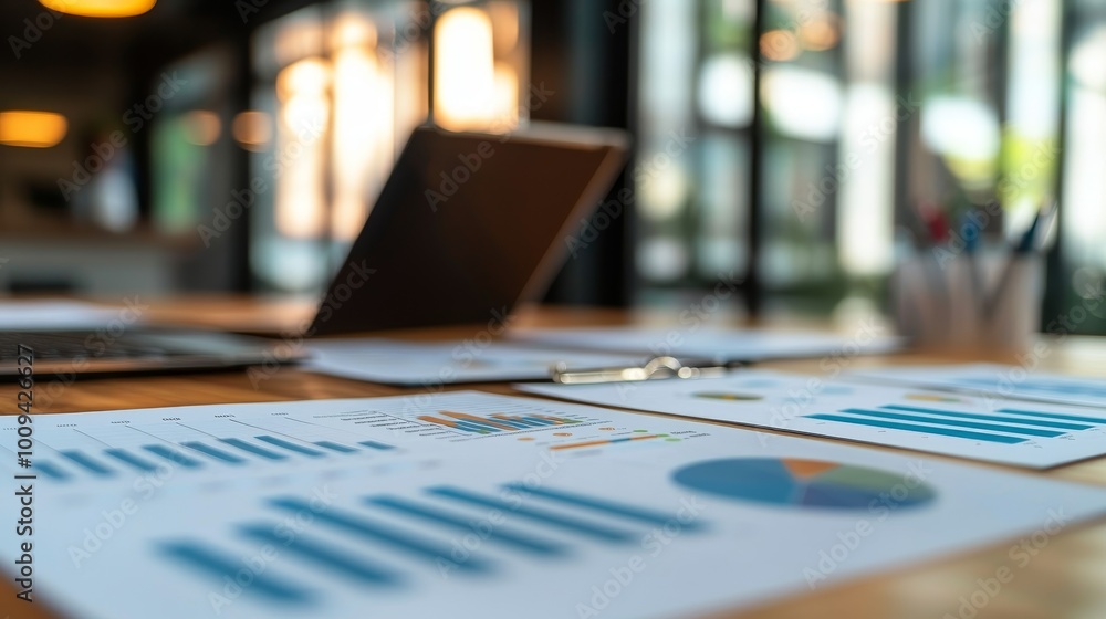 A Close-Up of Charts and Graphs on a Desk, Business Analytics, Data Visualization, Financial Report, Work, Business, Office A Close-Up of Charts and Graphs on a Desk, Business Analytics, Data Visualization, Financial Report, Work, Business, Office