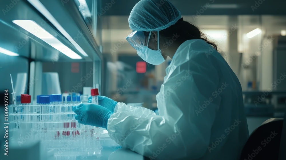 Medical Research Lab Technician Conducting Scientific Experiment Medical Research Lab Technician Conducting Scientific Experiment