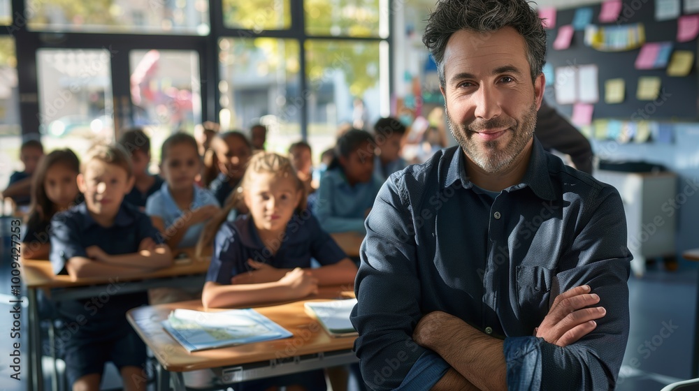 Inspiring young minds A teacher leads his classroom on Teachers Day Inspiring young minds A teacher leads his classroom on Teachers Day