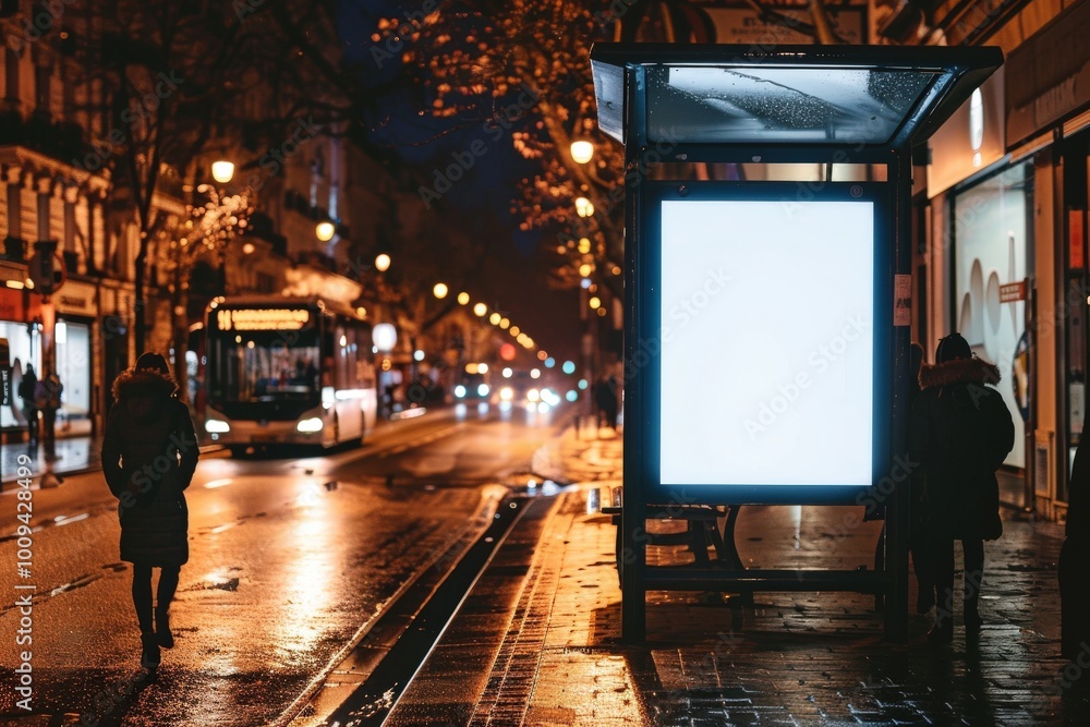 A white billboard sits on a sidewalk in front of a tree, generative ai image A white billboard sits on a sidewalk in front of a tree, generative ai image