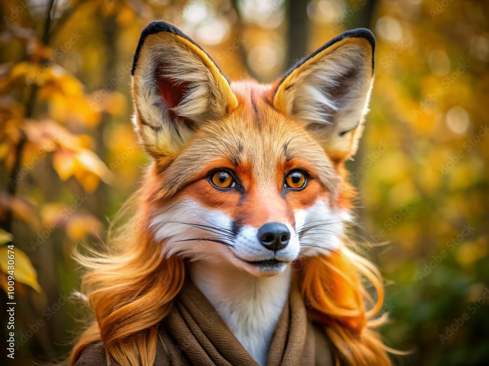 Fototapeta premium Realistic fox nose costume accessory for creative dress-up, Halloween, and theatrical performances