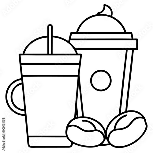 beverages coffee drink outline coloring book page line art drawing