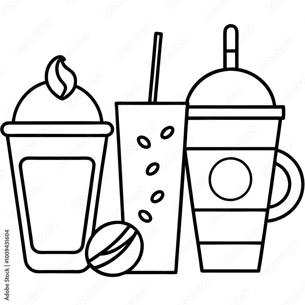 beverages coffee drink outline coloring book page line art drawing beverages coffee drink outline coloring book page line art drawing