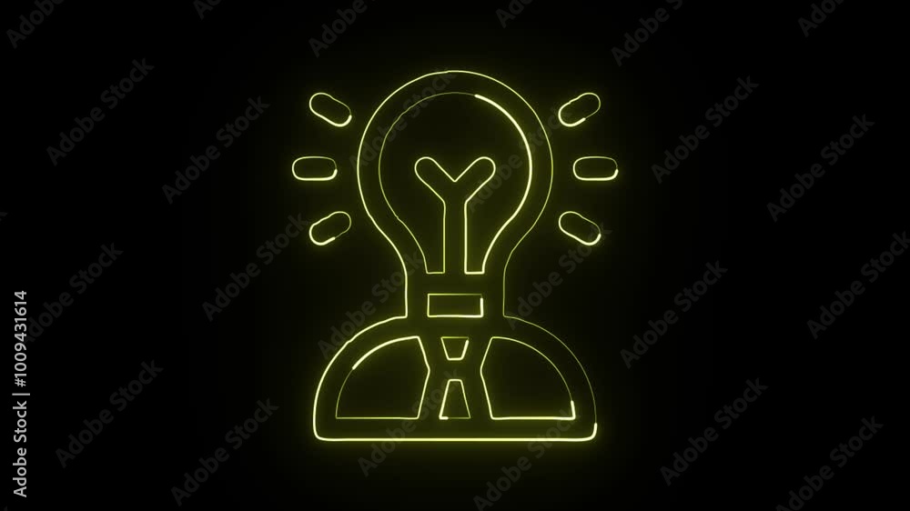 Glowing Neon Pioneer Icon Isolated on Black Background. HD Video Motion Graphic Animation Glowing Neon Pioneer Icon Isolated on Black Background. HD Video Motion Graphic Animation